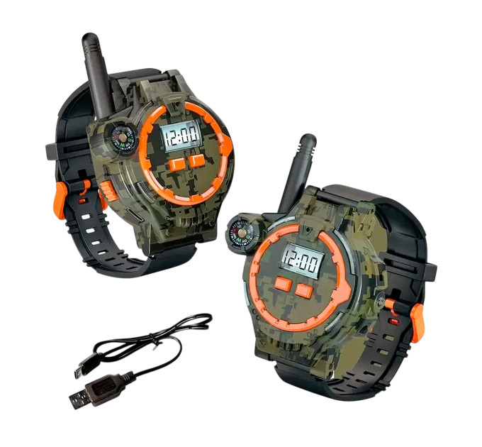 Часы-рации Walkie Talkie — детский комплект 2 шт для связи, игр и приключений | компас, фонарик, USB зарядка