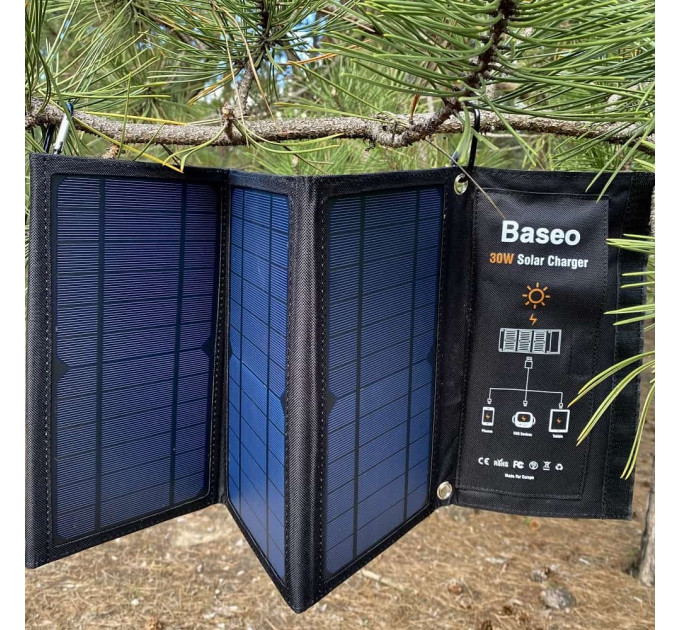 Портативная солнечная панель Baseo 30W – складная 3-секционная