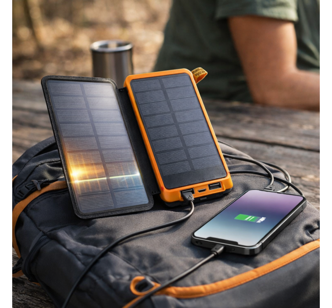 Раскладной Power Bank Baseo 25000mAh с солнечными панелями