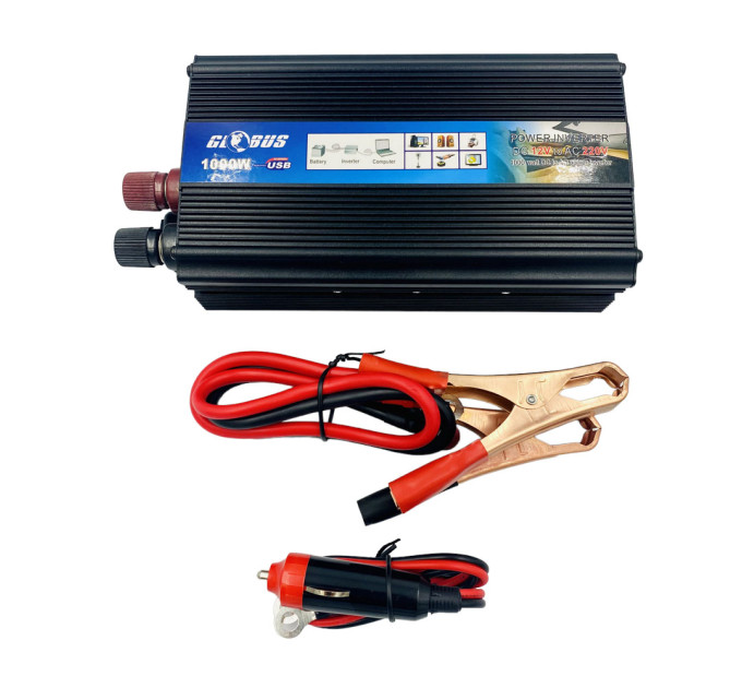 Инвертор 12-220V Globus AC/DC 1000W – преобразователь напряжения с USB