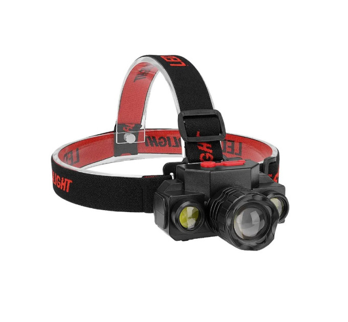 Налобный фонарик BL 1805 COB – 3 LED, фокусировка ZOOM