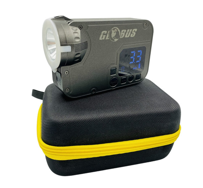 Пусковое устройство Globus 4 в 1 с фонарем, компрессором и Power Bank