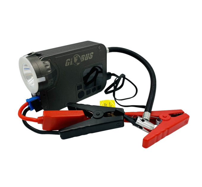Пусковое устройство Globus 4 в 1 с фонарем, компрессором и Power Bank