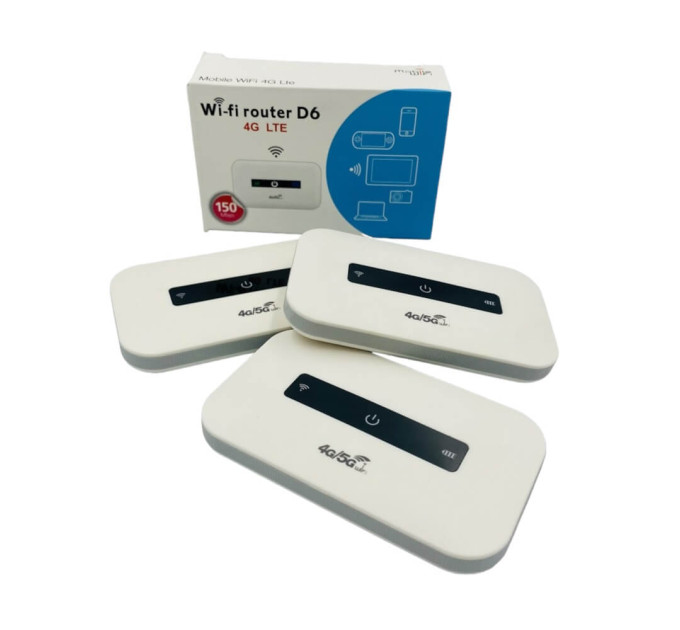 Аккумуляторный WiFi-роутер D6 4G/5G под SIM – 150 Мбит/с