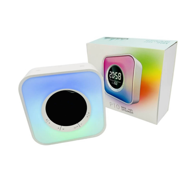 Bluetooth колонка Mini Hi-Fi P-10 с часами и RGB подсветкой