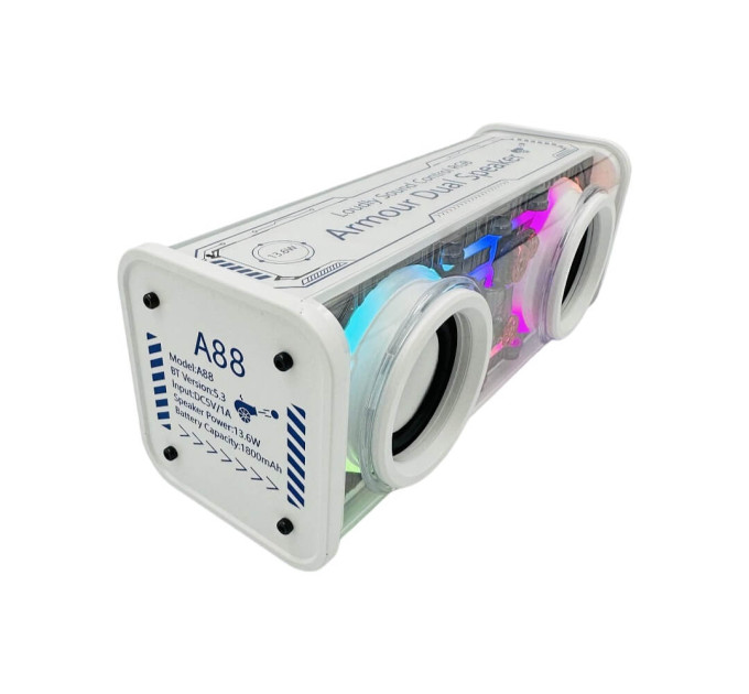 Bluetooth-колонка RGB A88 — портативная акустика с прозрачным корпусом и подсветкой