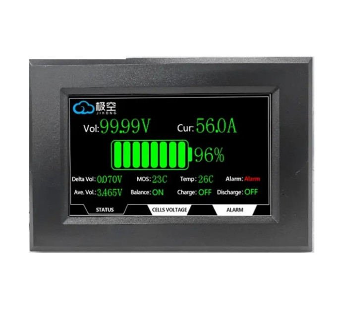 JK BMS LCD 4.3″ — сенсорный дисплей JiKong с кнопкой для управления и мониторинга аккумуляторных систем