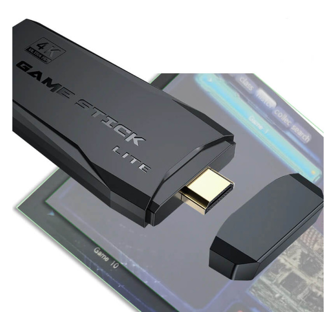 Игровая приставка M8 Data Frog Y3 Lite Game Stick 4K HDMI — с 2 беспроводными геймпадами, 64 ГБ памяти