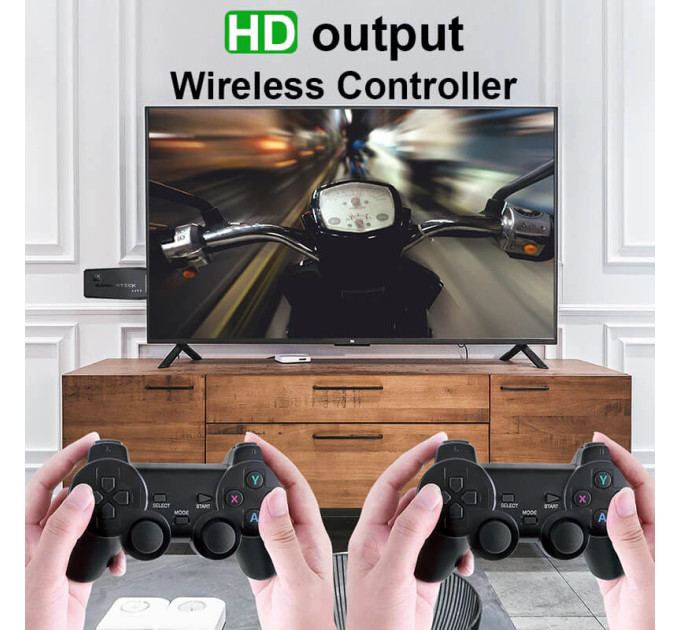 Игровая приставка M8 Data Frog Y3 Lite Game Stick 4K HDMI — с 2 беспроводными геймпадами, 64 ГБ памяти