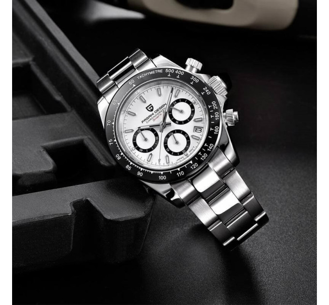Мужские часы Pagani Design PD-1644 — кварцевый Seiko VK63, Black/White