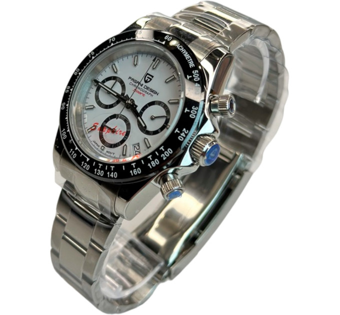 Мужские часы Pagani Design PD-1644 — кварцевый Seiko VK63, Black/White