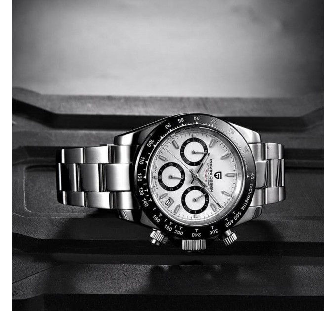 Мужские часы Pagani Design PD-1644 — кварцевый Seiko VK63, Black/White