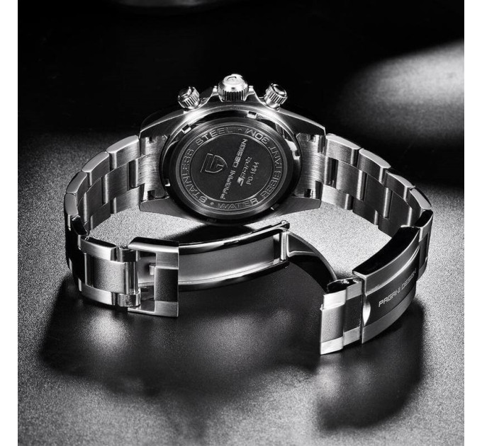 Мужские часы Pagani Design PD-1644 — кварцевый Seiko VK63, Black/White
