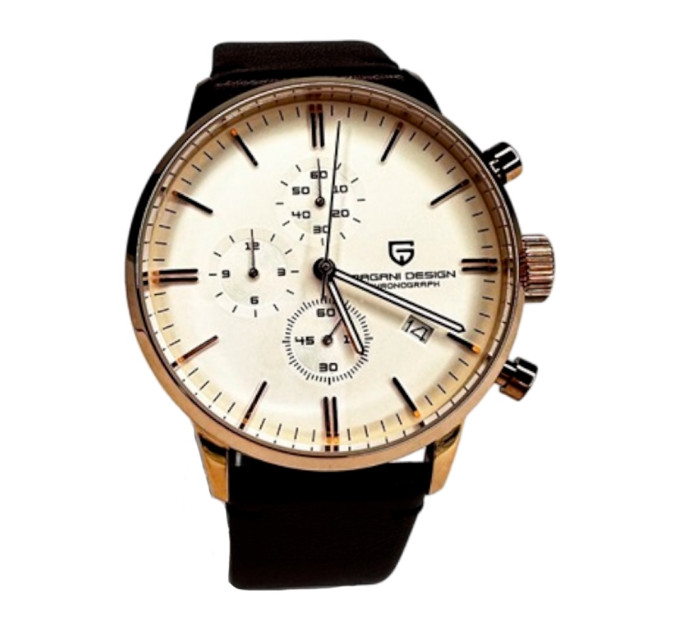 Мужские часы PD-2720K — Gold/Brown, водозащита, стекло Hardlex