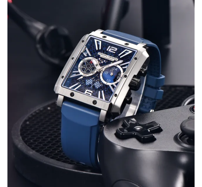 Часы Pagani Design PD-1725 Silver/Blue с хронографом и защитой от воды