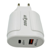 Сетевое зарядное устройство Globus 20W, 2 выхода USB