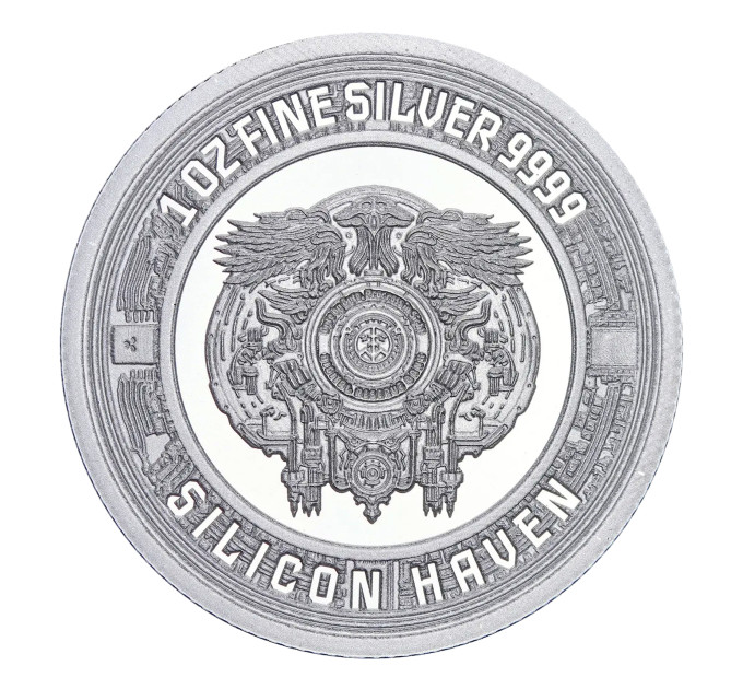 Инвестиционная серебряная монета 2024 Silicon Haven AI Silver Round — 1 унция серебра 999,9
