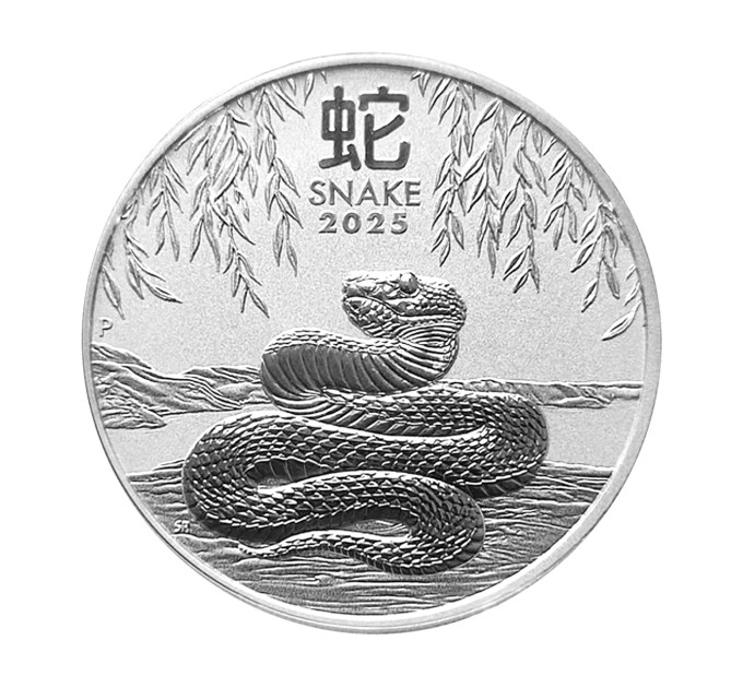 Инвестиционная серебряная монета Lunar III 1$ Австралия 2025 Год Змеи 1 унция серебро 999,9