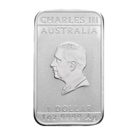Прямоугольная серебряная монета 1 Oz Дракон 2024 Australia