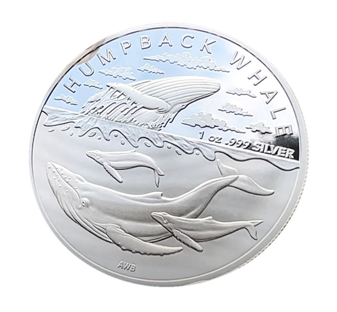Инвестиционная серебряная монета «Горбатый кит» 1$ Австралия 1oz 2023 999
