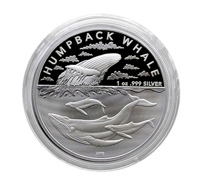 Инвестиционная серебряная монета «Горбатый кит» 1$ Австралия 1oz 2023 999