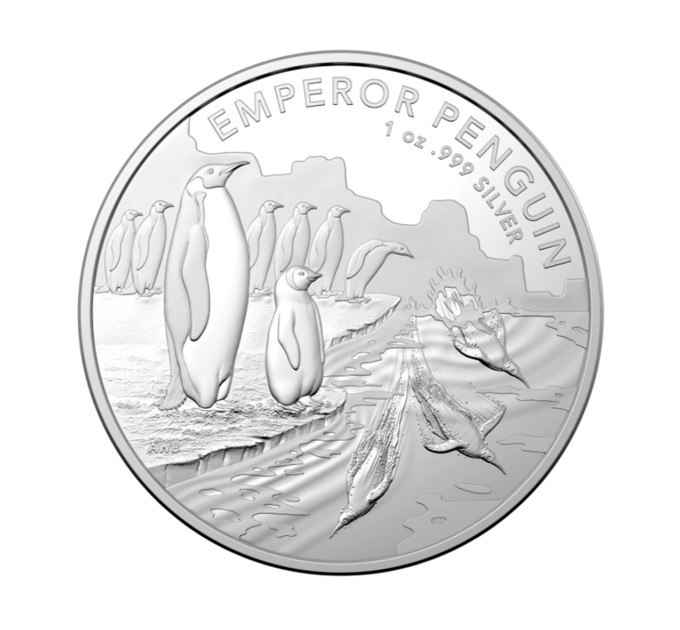 Серебряная инвестиционная монета 1$ «Императорский пингвин» 1oz 2023 Австралия 999