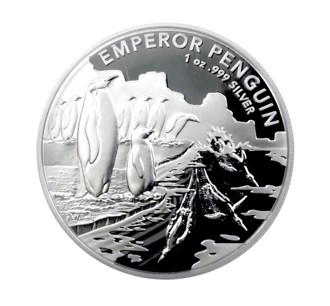 Серебряная инвестиционная монета 1$ «Императорский пингвин» 1oz 2023 Австралия 999