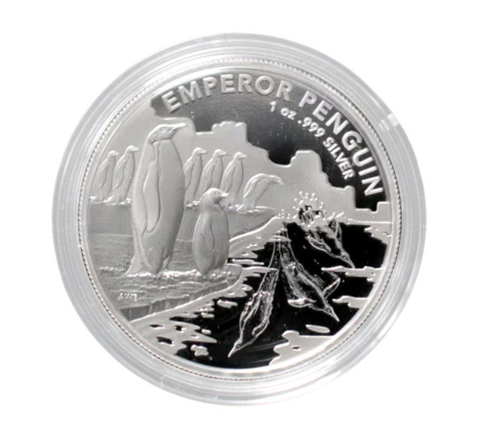 Серебряная инвестиционная монета 1$ «Императорский пингвин» 1oz 2023 Австралия 999
