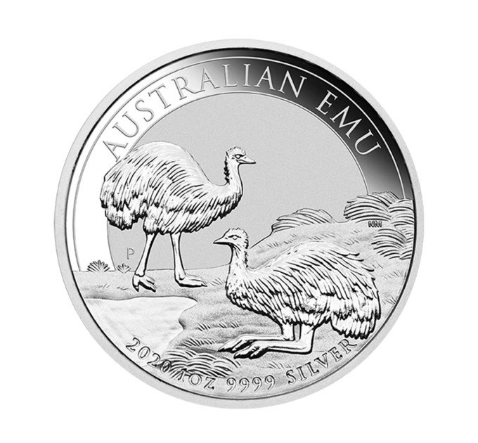 Серебряная монета Australian Emu 1oz 1$ 2020 