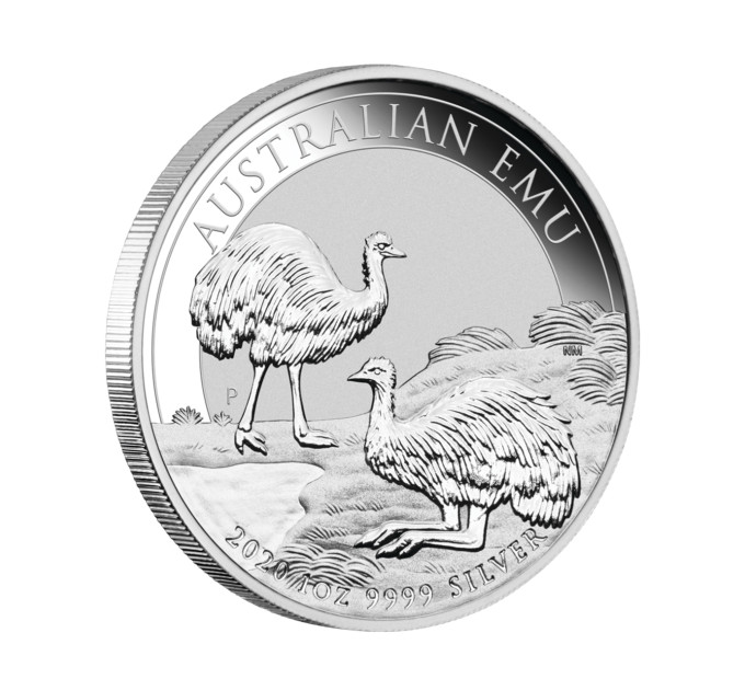 Серебряная монета Australian Emu 1oz 1$ 2020 