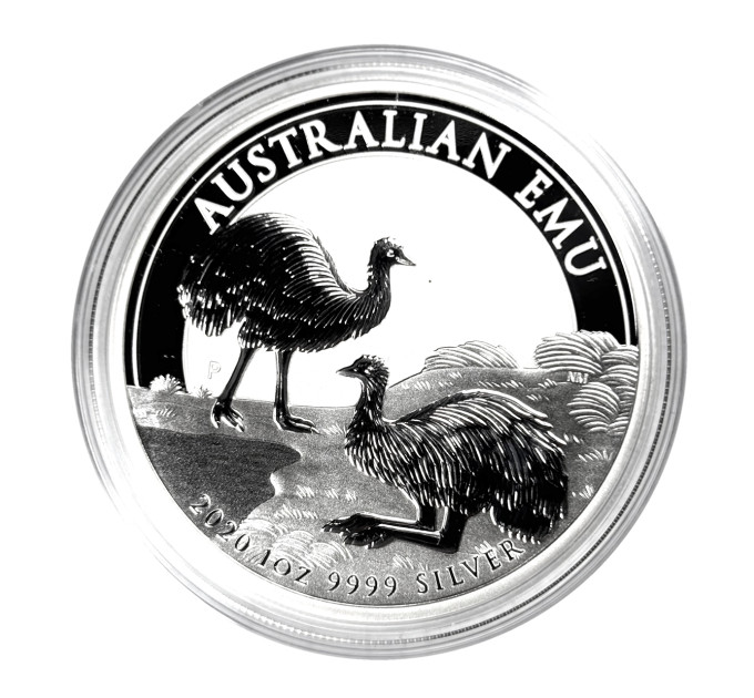 Серебряная монета Australian Emu 1oz 1$ 2020 