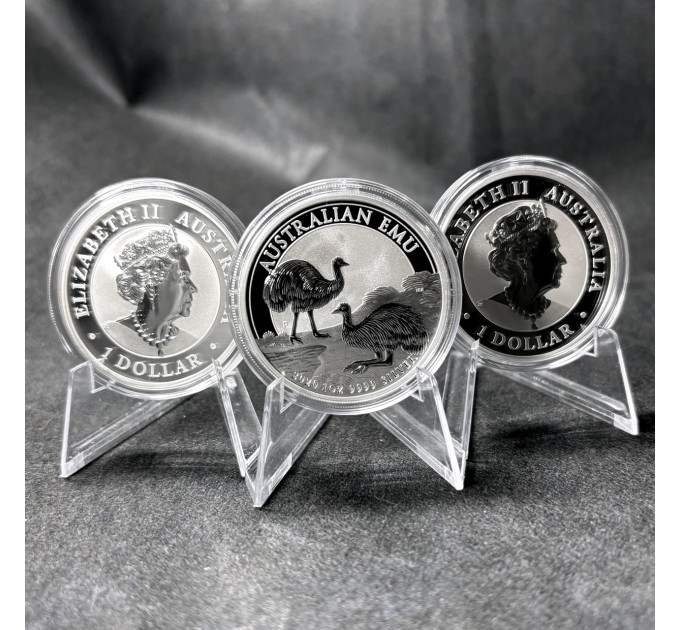 Серебряная монета Australian Emu 1oz 1$ 2020 