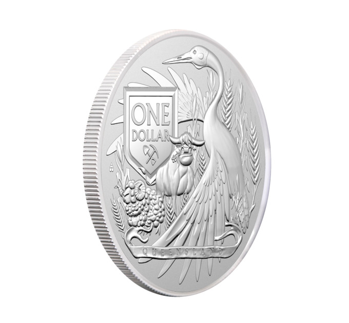 Серебряная монета Герб Квинсленда 1oz 1$ 2023 Австралия 9999