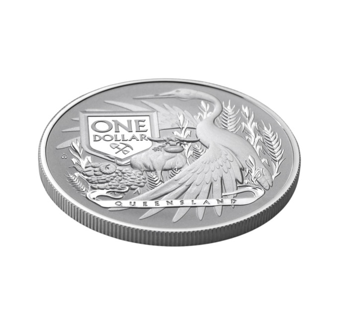 Серебряная монета Герб Квинсленда 1oz 1$ 2023 Австралия 9999
