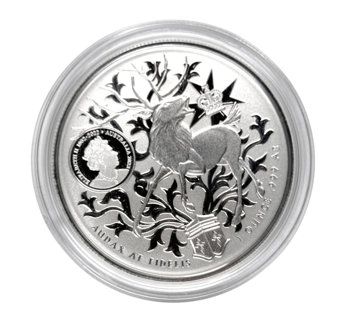 Серебряная монета Герб Квинсленда 1oz 1$ 2023 Австралия 9999