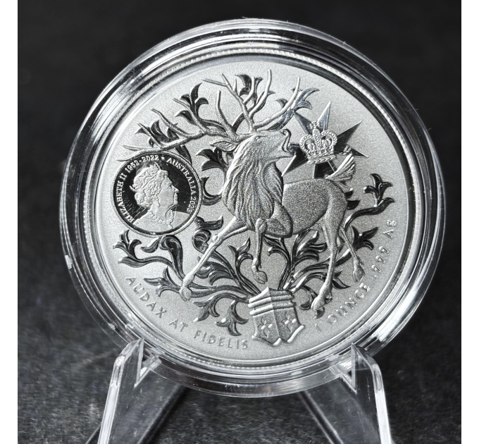 Серебряная монета Герб Квинсленда 1oz 1$ 2023 Австралия 9999