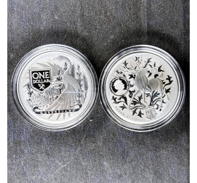 Серебряная монета Герб Квинсленда 1oz 1$ 2023 Австралия 9999