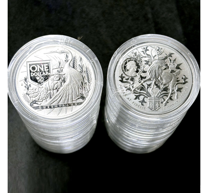 Серебряная монета Герб Квинсленда 1oz 1$ 2023 Австралия 9999
