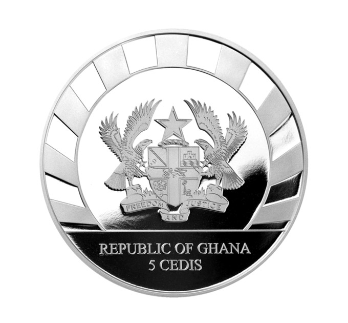 Серебряная монета Пещерный Лев 1oz 5 седи 2022 Гана