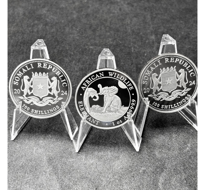 Серебряная монета Сомалийский слон 1oz 100 SOS 2024