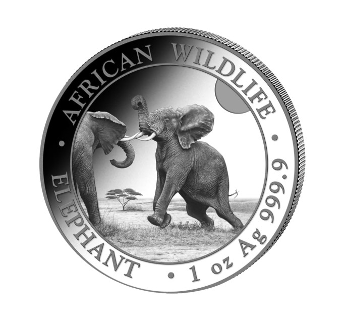 Серебряная монета Сомалийский слон 1oz 100 SOS 2024