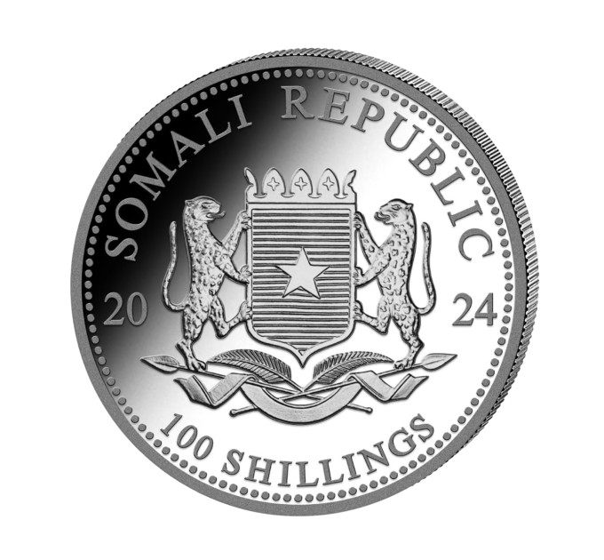 Серебряная монета Сомалийский слон 1oz 100 SOS 2024