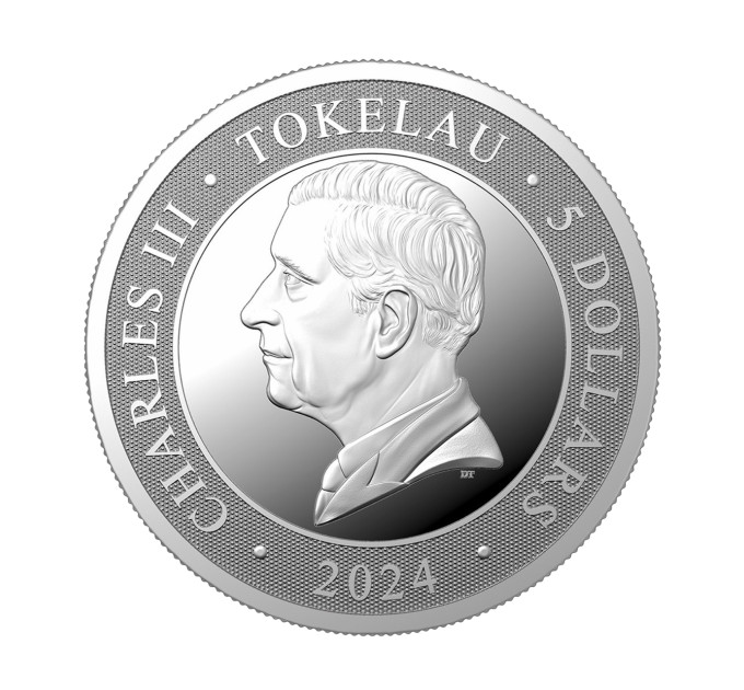 Серебряная монета Неприрученный Крокодил 1oz 2024 Токелау 5$ 