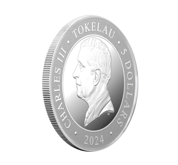 Серебряная монета Неприрученный Крокодил 1oz 2024 Токелау 5$ 
