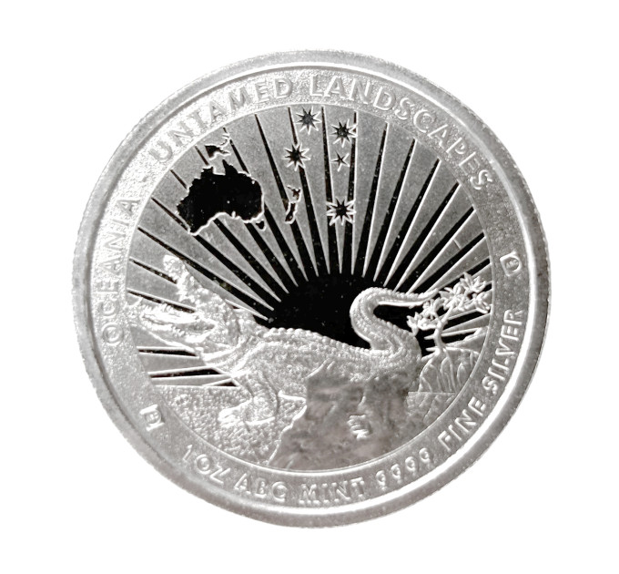 Серебряная монета Неприрученный Крокодил 1oz 2024 Токелау 5$ 