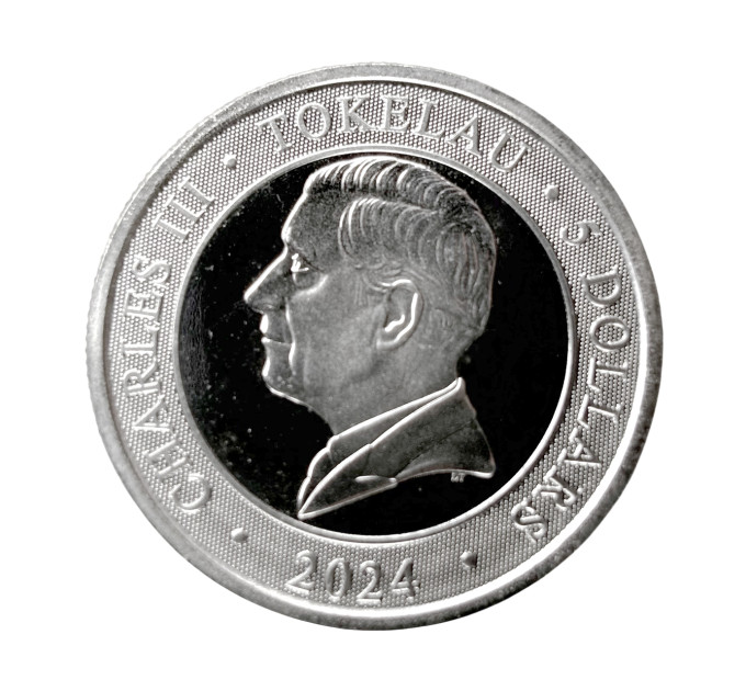 Серебряная монета Неприрученный Крокодил 1oz 2024 Токелау 5$ 
