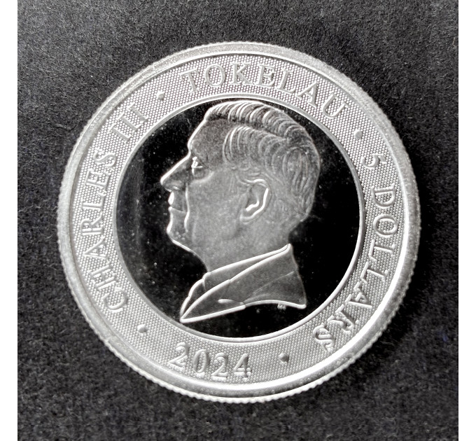 Серебряная монета Неприрученный Крокодил 1oz 2024 Токелау 5$ 