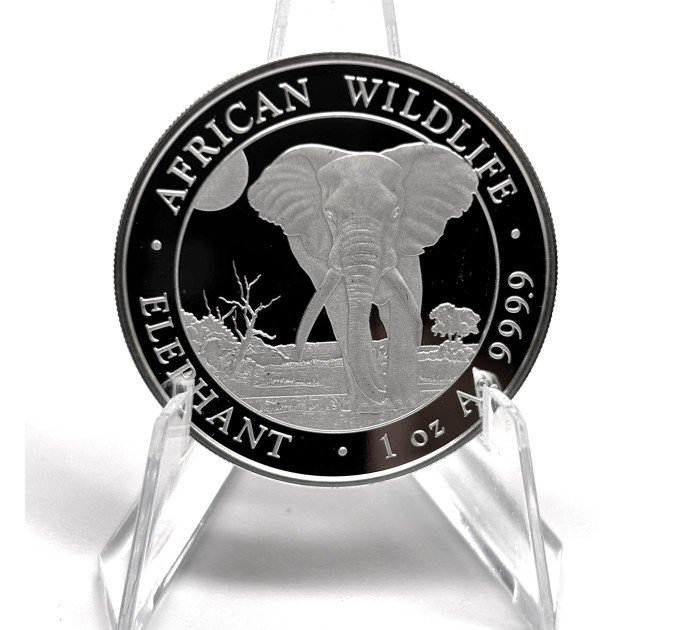 Серебряная монета 2025 African Wildlife Elephant 1 унция Слон Сомали 100 шиллингов