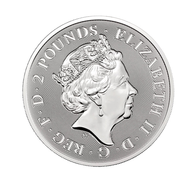 Серебряная монета 1 oz Святой Георгий и Дракон 2021 Британия 