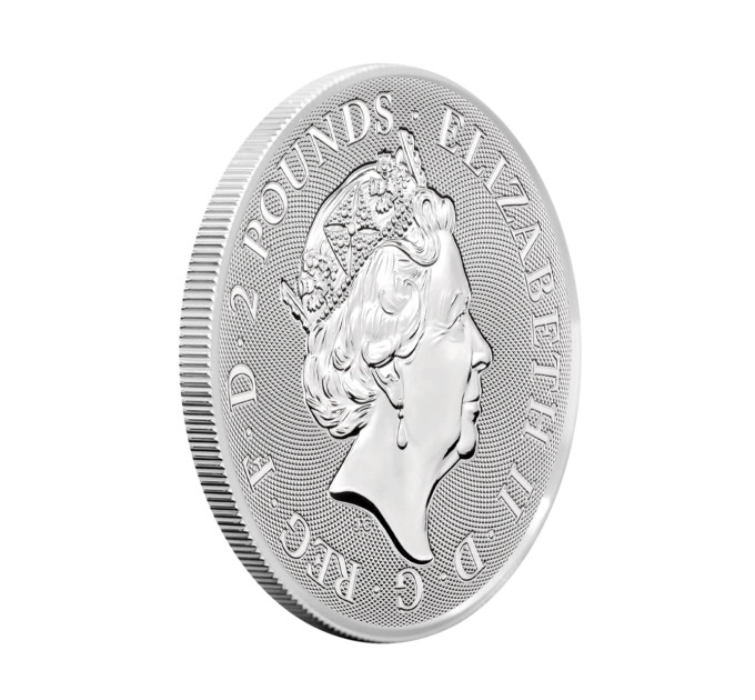 Серебряная монета 1 oz Святой Георгий и Дракон 2021 Британия 